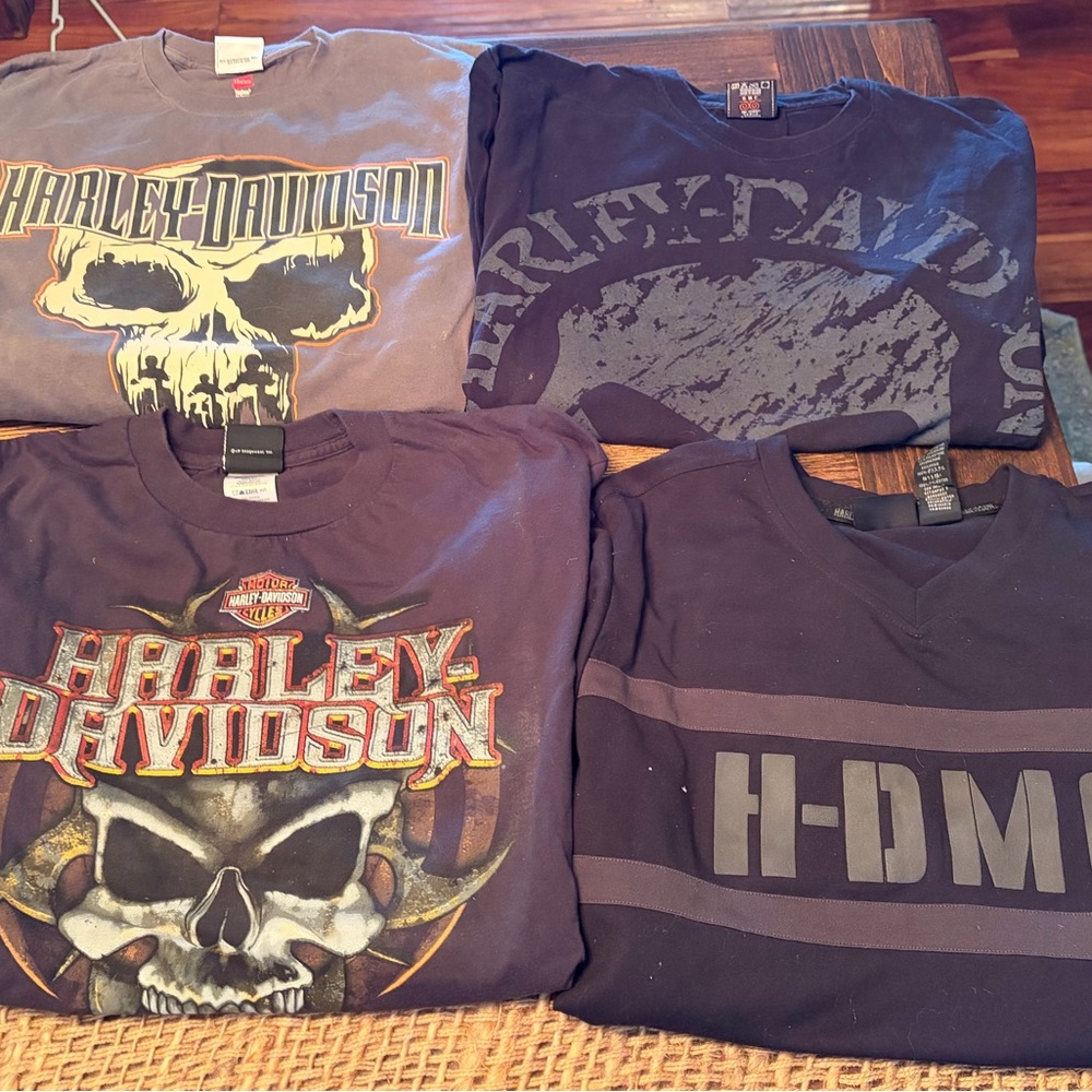 Harley-Davidson Skull and Logo long sleeve T-Shirts - Black and Gray